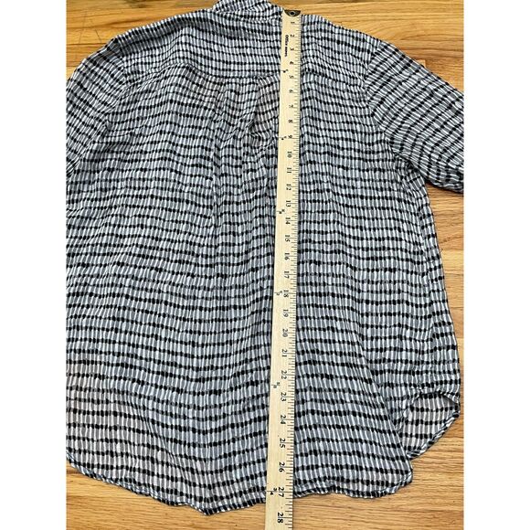 Anthropologie Cloth & Stone Women's M Black Striped Button Up Rayon Shirt Boho - Picture 8 of 9